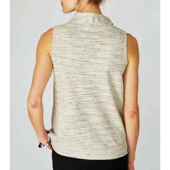 J. Jill Pure Jill Textured Space-Dyed Cream Gray Top - Picture 3 of 4